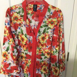 Women's 2X orange floral blouse/jacket  by saint tropez West